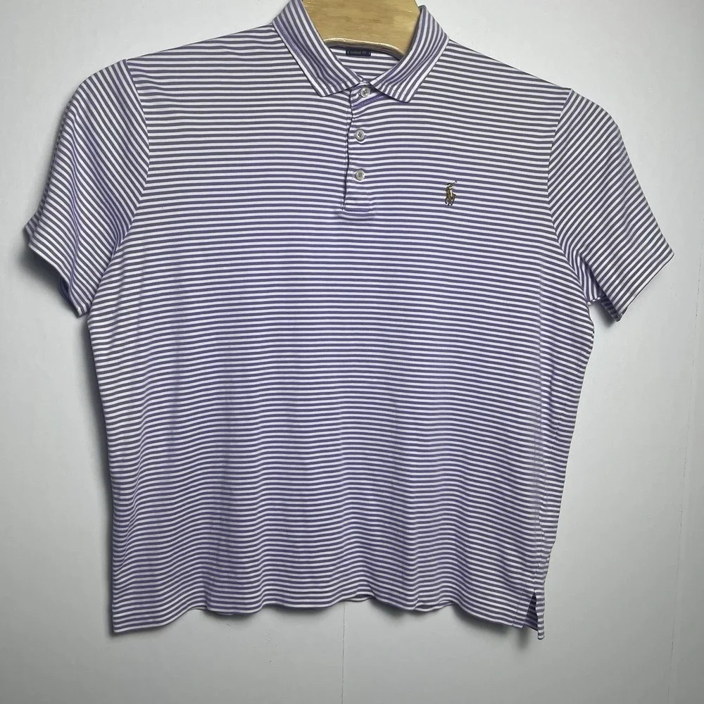 Polo Ralph Lauren Classic Fit Men's Large Purple White Stripe Flesh Pony